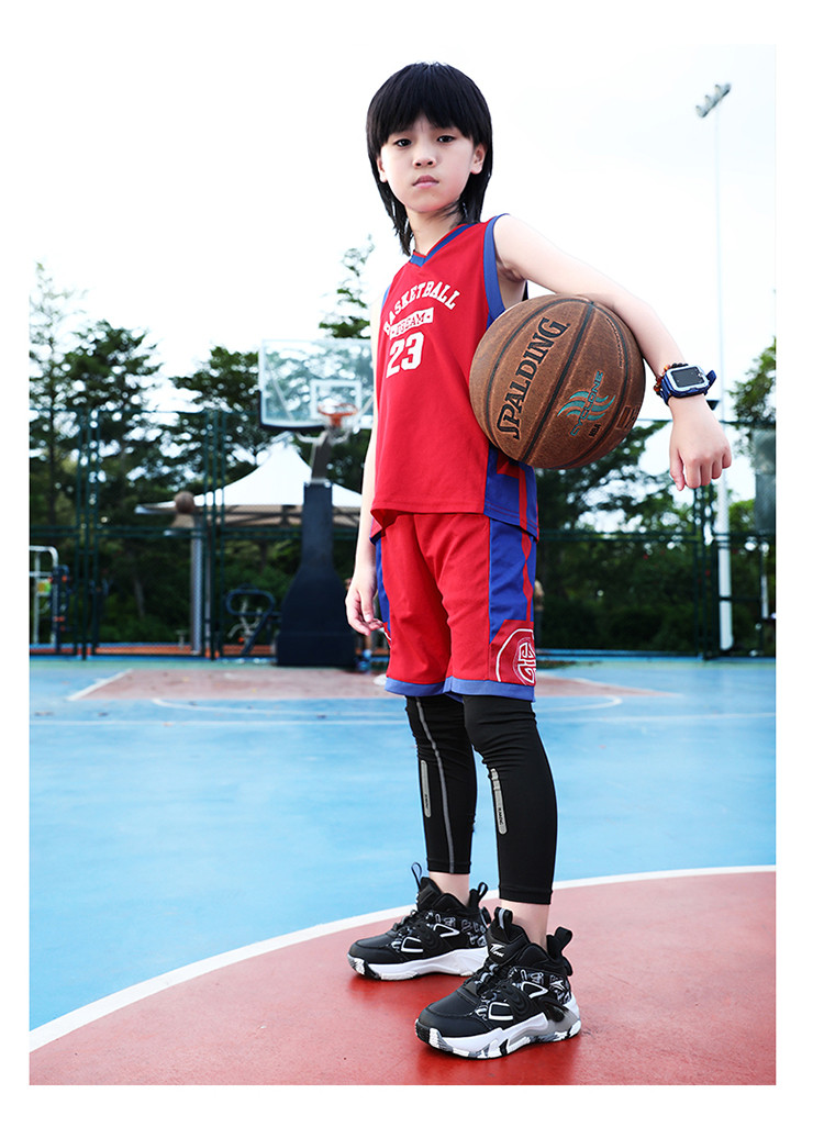 启言 男童鞋子2023新款儿童蓝篮球鞋男孩运动秋鞋中大童男鞋青少年