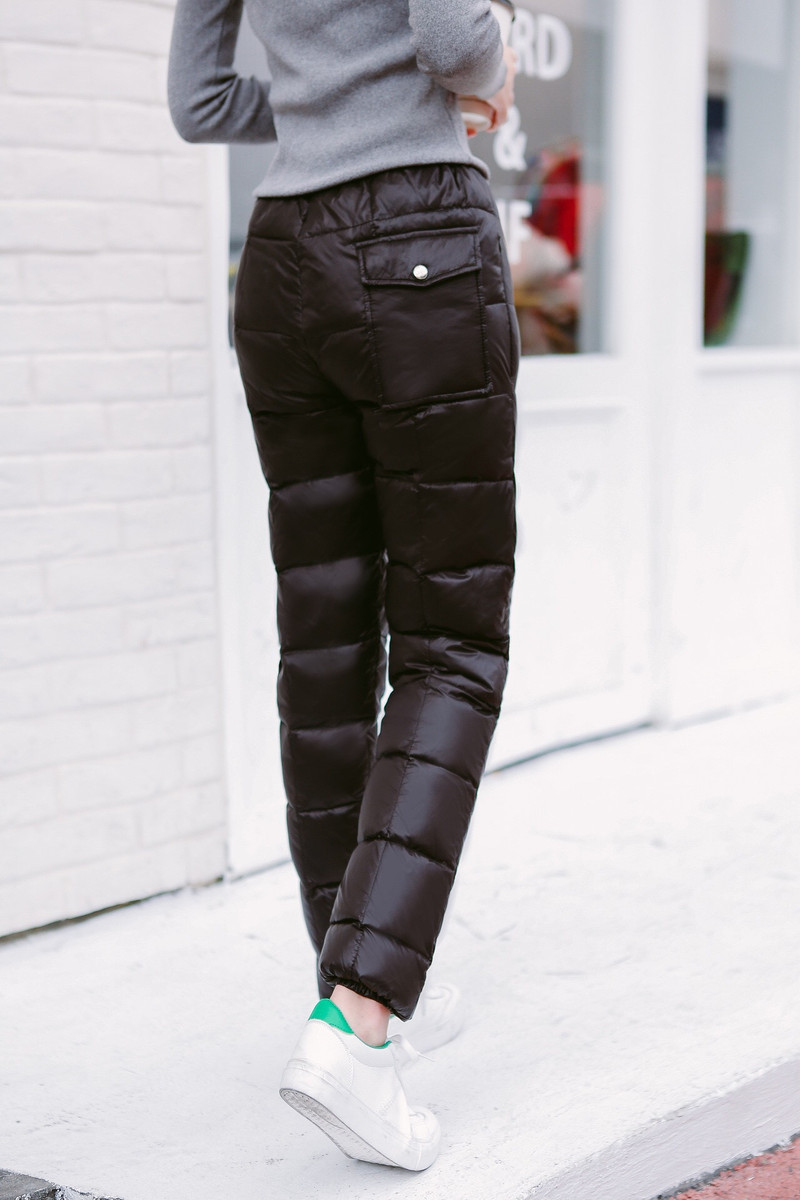 启言 2023冬季新款羽绒裤女外穿高腰加厚大码户外显瘦修身女士保暖