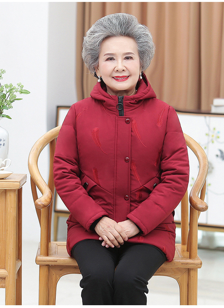 启言 中老年人女装妈妈冬装羽绒棉服60岁70老太太保暖棉袄奶奶冬季