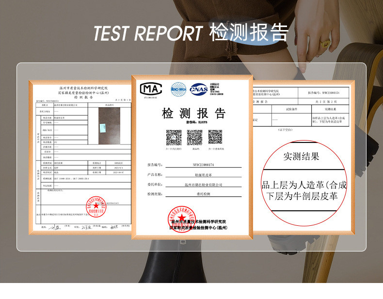 启言 秋冬季大码真皮马丁靴女款棕色厚底圆头中筒靴英伦百搭加绒短靴子