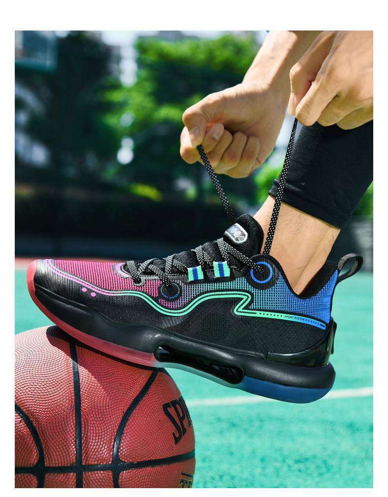 启言 篮球鞋男女网面透气防滑耐磨减震轻便学生运动鞋回弹实战比赛球鞋