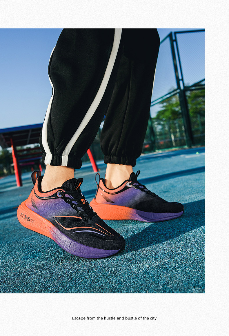 启言 碳板跑鞋男女同款荧光网面透气减震运动鞋训练考试超轻软底跑步鞋