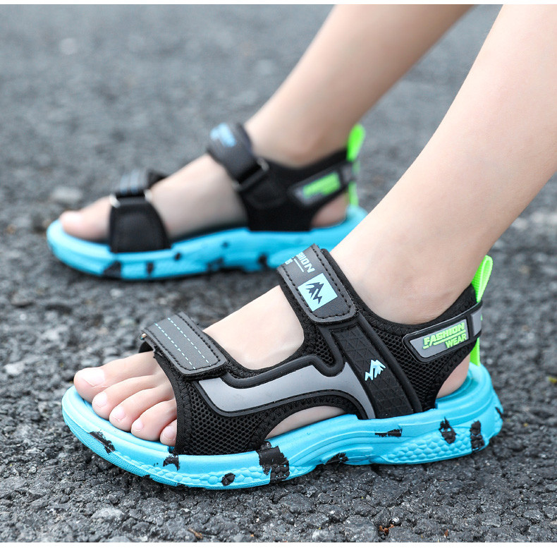 启言 儿童凉鞋新款夏季男童软底防滑中大童韩版外穿透气运动沙滩鞋