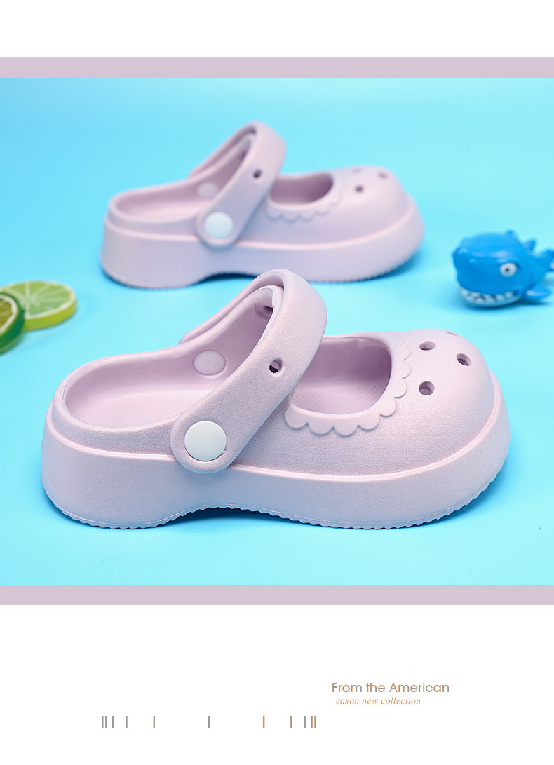 启言 女童EVA洞洞鞋可爱儿童两穿凉鞋夏季新款踩屎感包头亲子防滑鞋