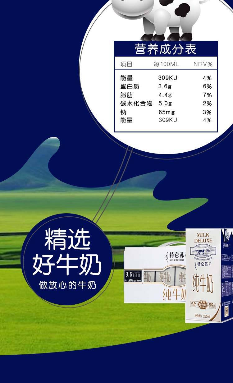 厂家直销-保证正品【2021年4月新货】特仑苏纯牛奶250ml*12/箱十年经典礼盒