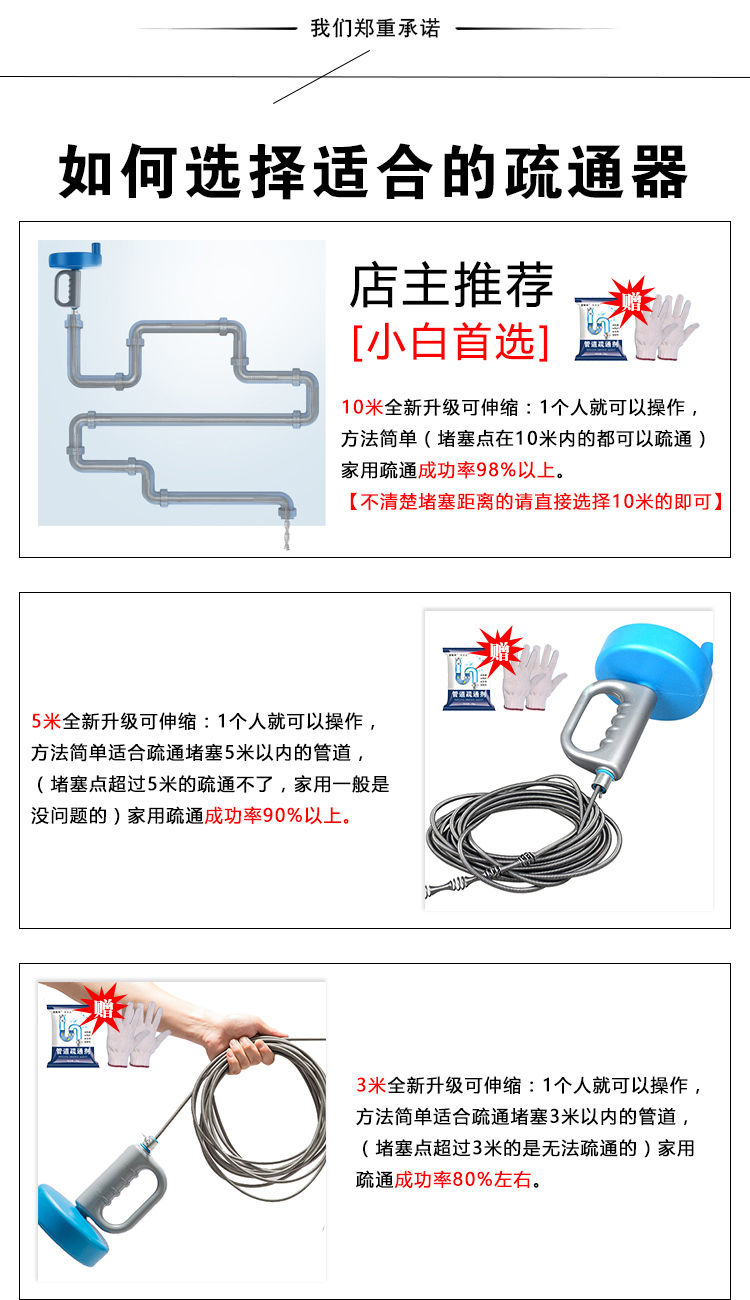 通下水道疏通器工具厨房通马桶卫生间地漏堵塞疏通厕所疏通剂神器