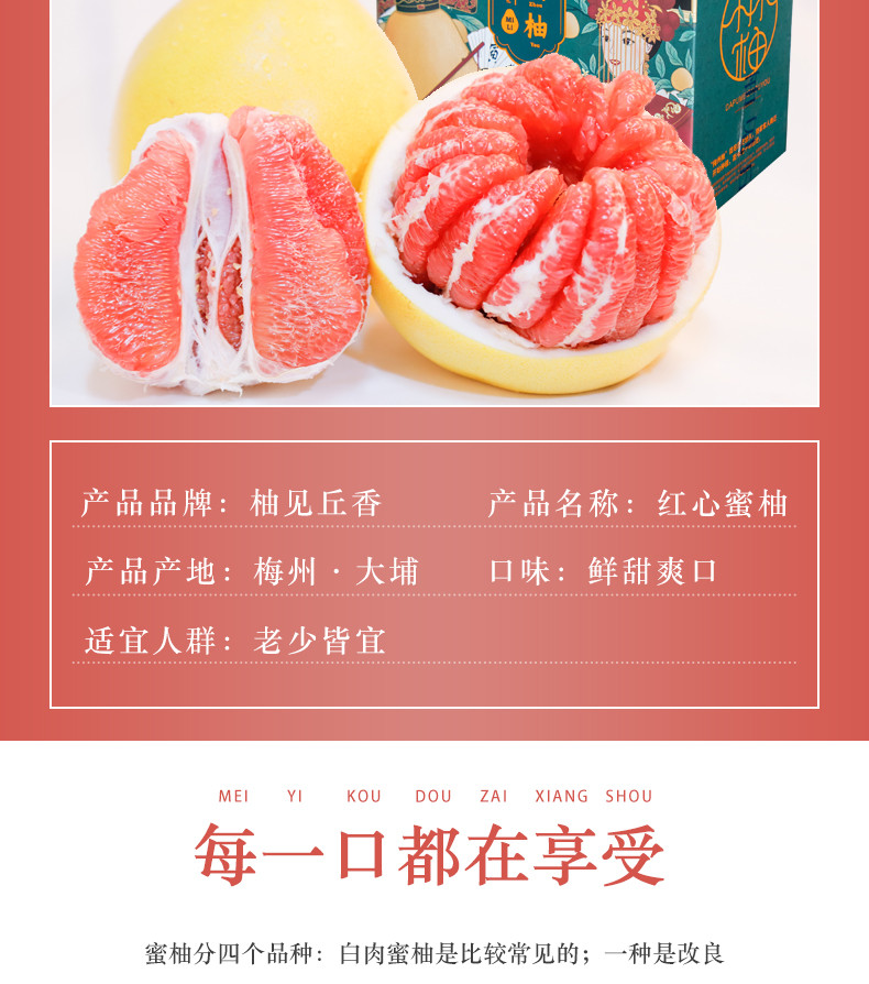 广东梅州大埔红心柚子10斤红肉蜜柚水果新鲜蜜柚孕妇普礼盒装红柚