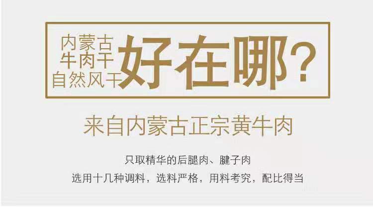 内蒙古正宗牛肉干500克手撕风干牛肉片250克多规格特产休闲零食【量稻美食】