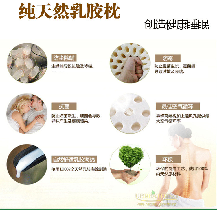 【泰国正品】UBREATHING优必思 天然乳胶枕成人护肩美容颗粒按摩枕U2