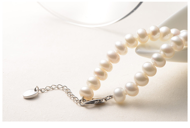 京润珍珠/gNPearl 慈爱 系列 925银淡水珍珠项链 8-9mm四面光 珠宝送女友