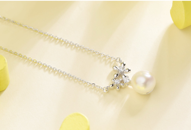 京润珍珠/gNPearl 蕾丝 秘密花园系列银S925淡水珍珠吊链珠宝宠自己送妈妈送婆婆