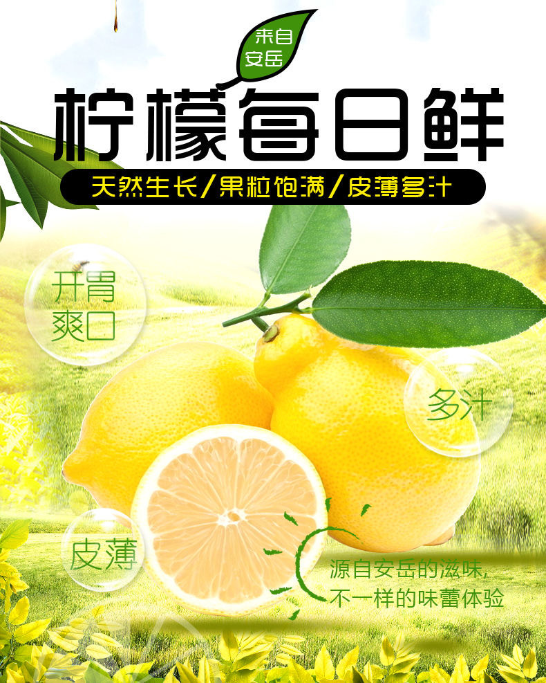 【第二件半价】四川安岳新鲜黄柠檬500g独立包装新鲜水果酸爽多汁批发包邮