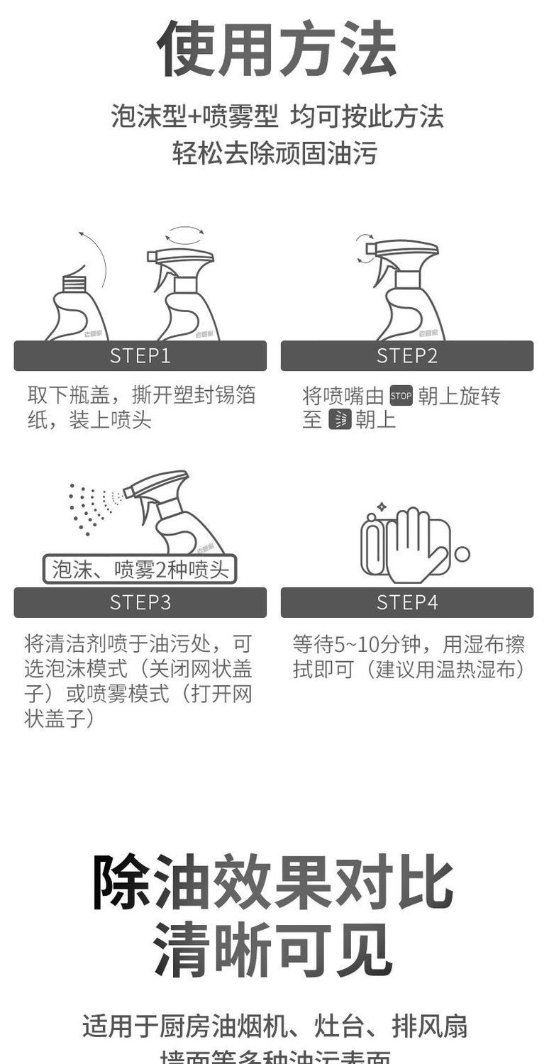 大牛哥 厨房去油污强力清洗剂油烟机重油污净除渍污渍泡沫清洁剂包邮