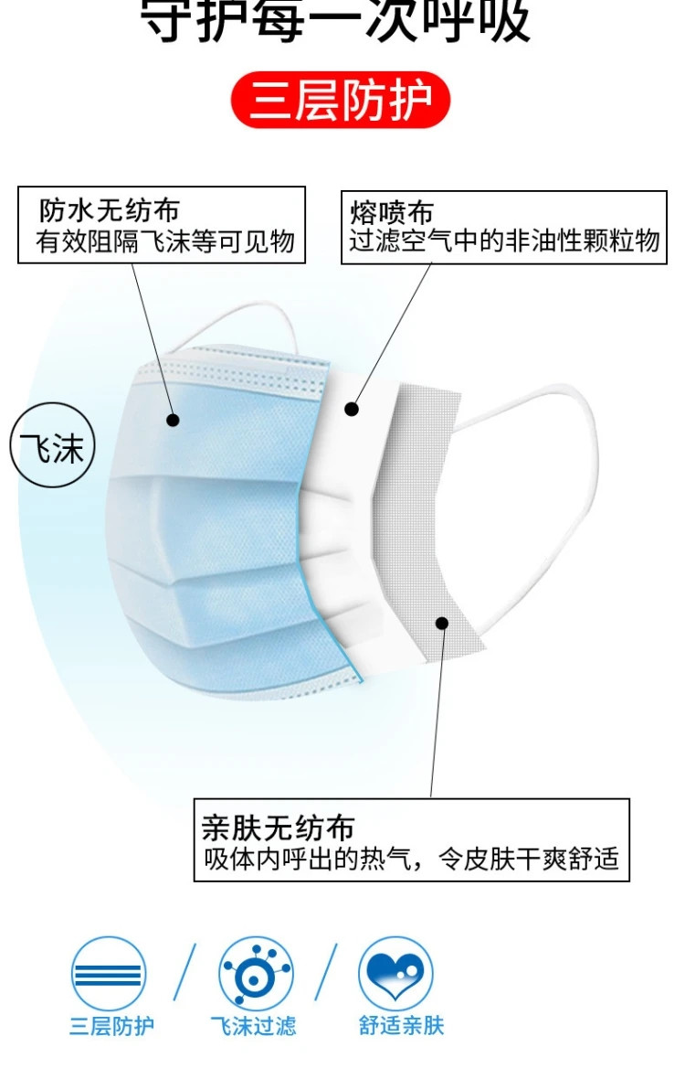 大牛哥 一次性口罩10只装三层熔喷加厚口罩防护口罩
