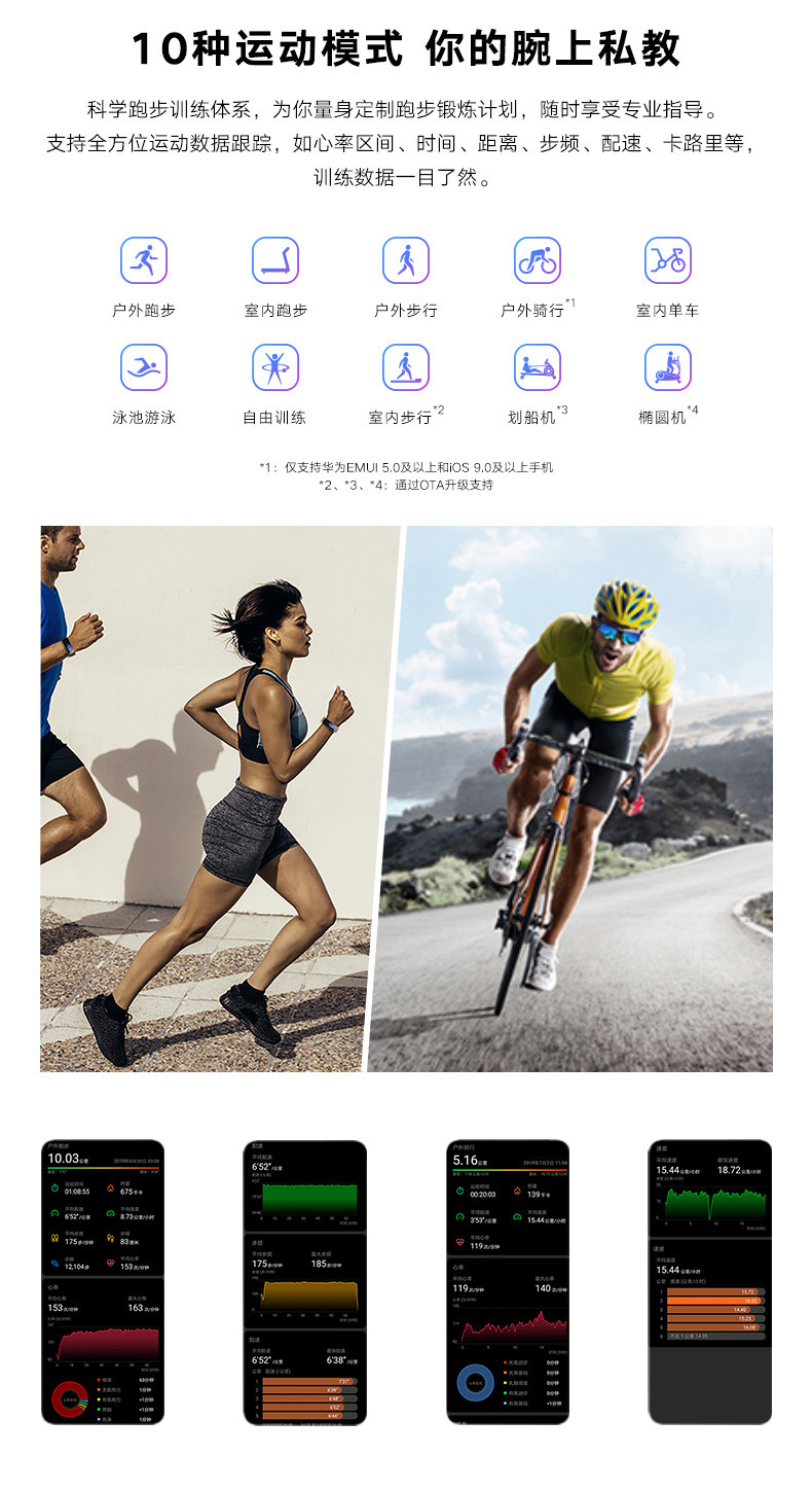 华为/HUAWEI 荣耀手环5新品血氧监测4代升级款智能运动移动支付睡眠计步提醒