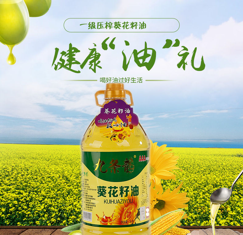 (特.价100桶)纯葵花籽油5L 非转基因食用油 物理压榨葵花油包邮