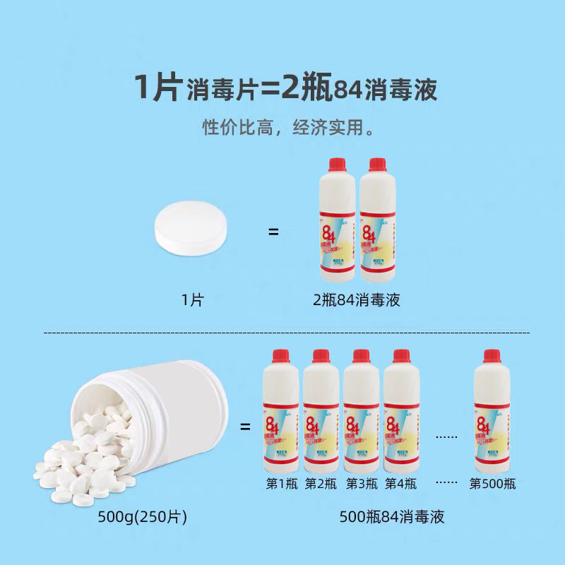 84消毒液泡腾片300片泳池宠物家用除味杀菌衣物漂白八四消毒喷雾