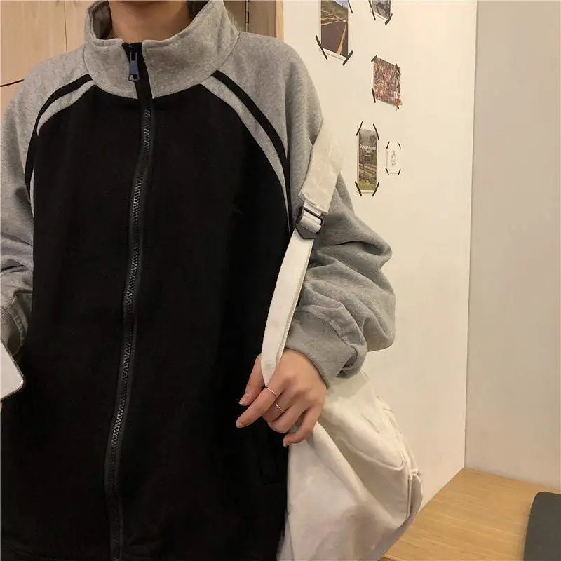 【新款潮流-质量超赞】秋冬装新款长袖棒球服外套女薄款胖MM200斤宽松学生夹克开衫上衣