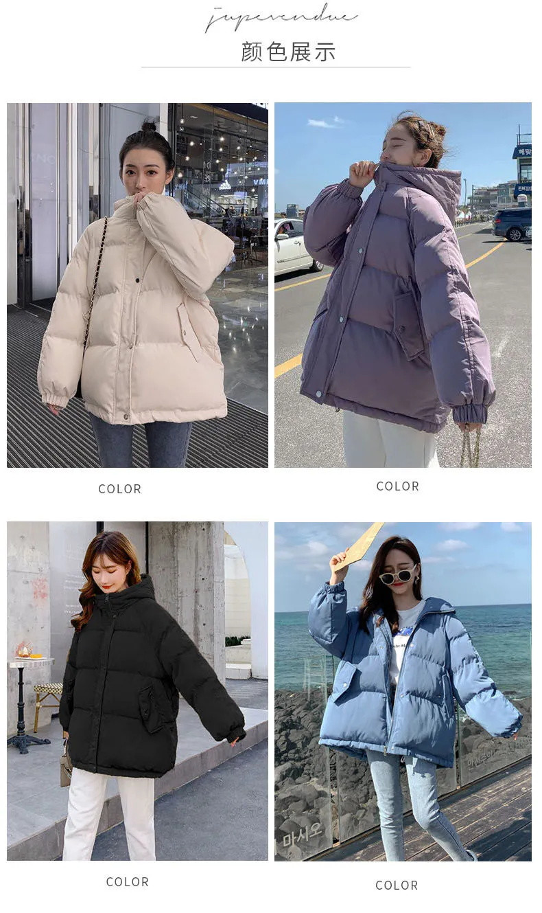 【限量秒杀】2020年新短款紫色棉服棉衣棉袄女韩版宽松羽绒学生面包服冬季外套