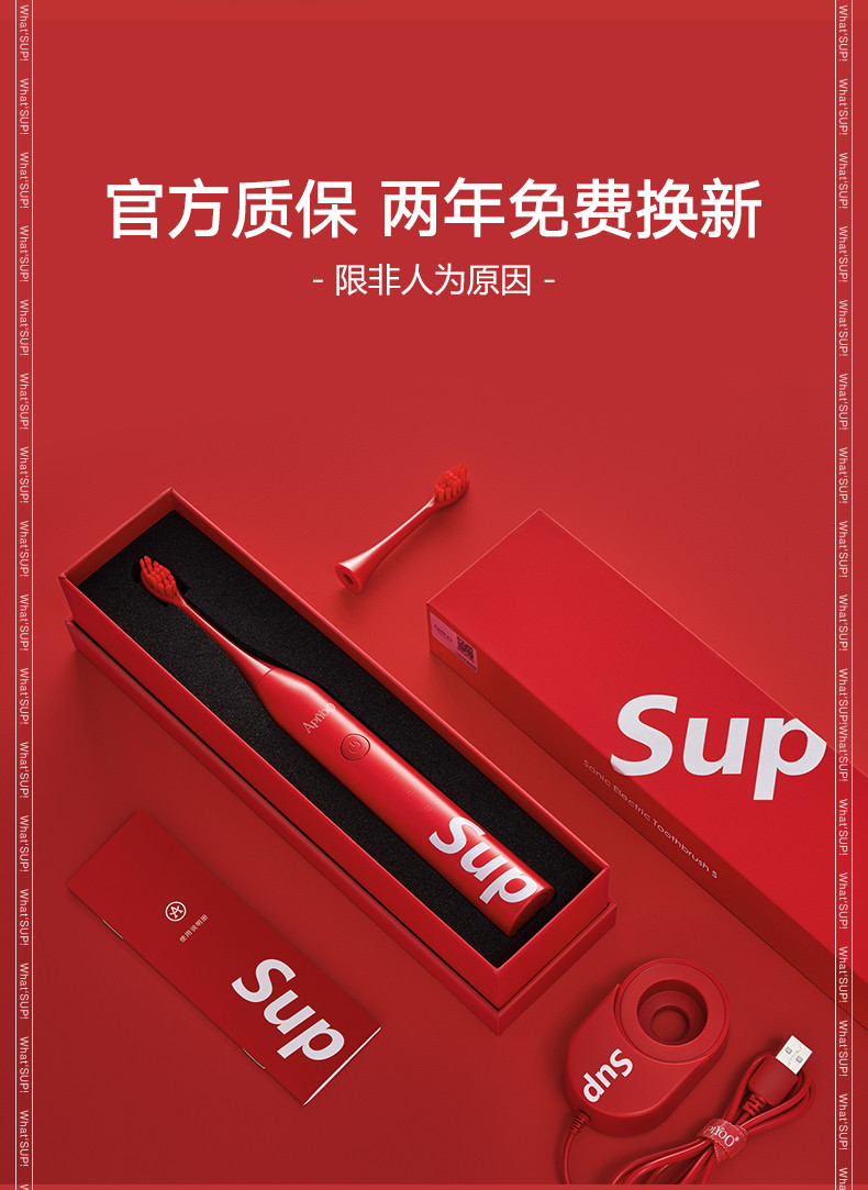 艾优/apiyoo SUP成人声波电动充电式全自动牙刷