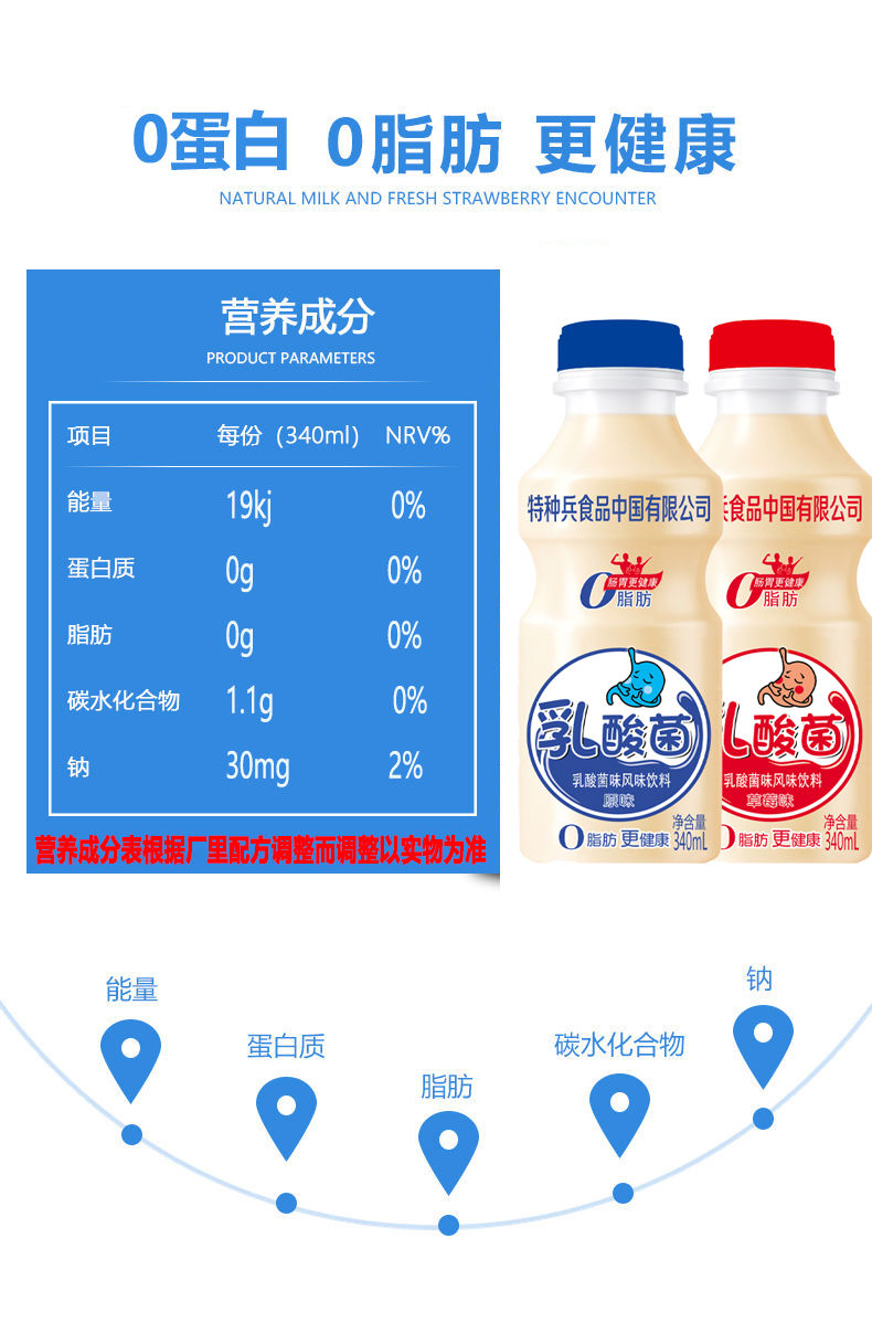 乳酸菌儿童早餐非胃动力饮料酸牛奶饮品340ml*12瓶原味草莓整箱