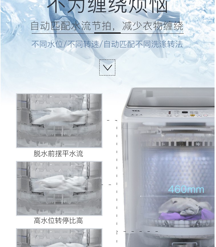 玻璃阻尼盖板 DDM直驱变频电机 双重清洁（透明黑） XQB90-S300B