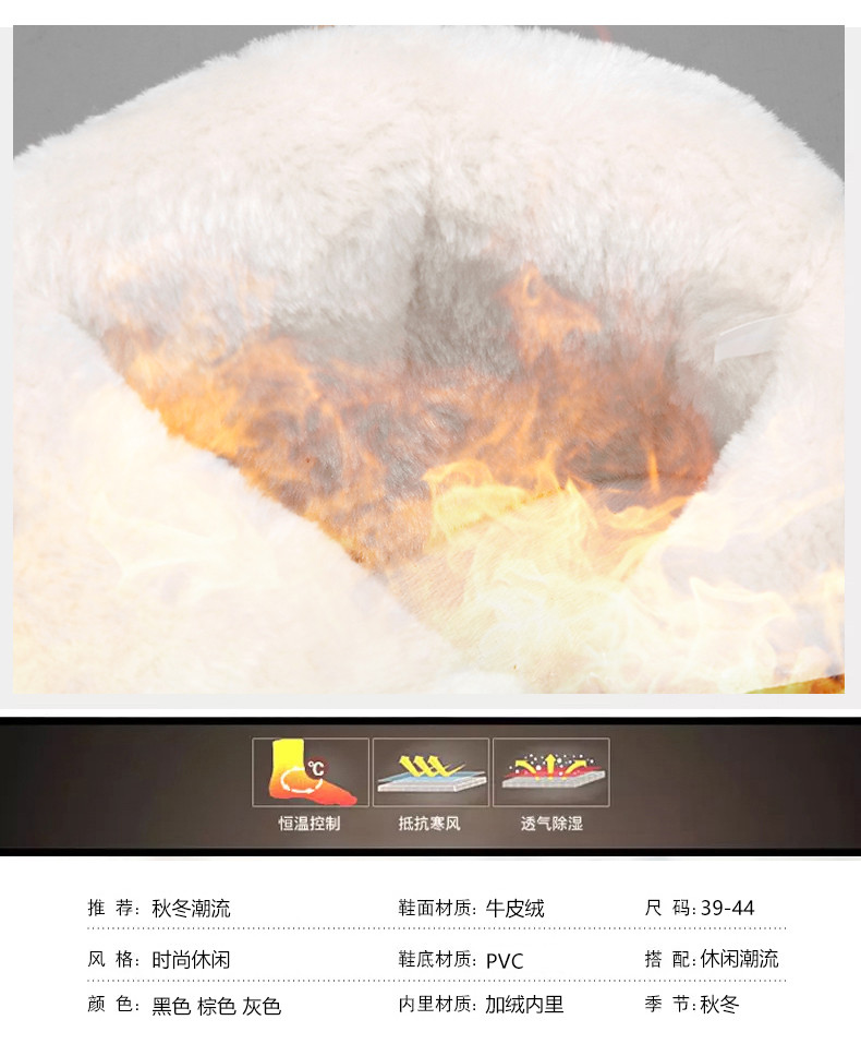 卓纪秋冬潮流雪地棉靴男短筒2021新款冬季户外保暖加绒短靴东北拉链棉鞋