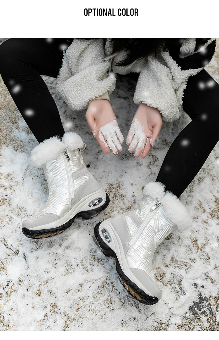 卓纪东北雪地靴女中筒冬季新款加绒加厚高帮羽绒布防水防滑保暖气垫棉鞋大码女靴子