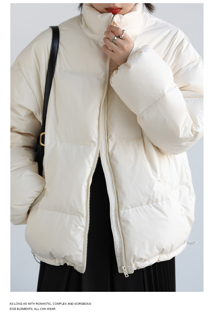  卓纪 简约面包服短款90白鸭绒羽绒服女冬季宽松加厚保暖外套