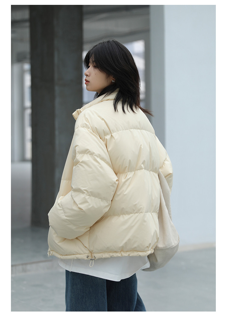  卓纪 简约面包服短款90白鸭绒羽绒服女冬季宽松加厚保暖外套