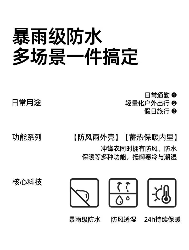  卓纪 暴雨级防护冲锋衣情侣户外三合一进藏旅行防水夹克保暖登山服