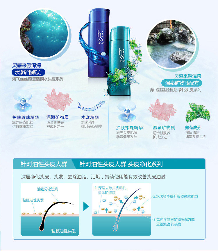 海飞丝丝源复活组合头皮保湿净化洗发露530毫升