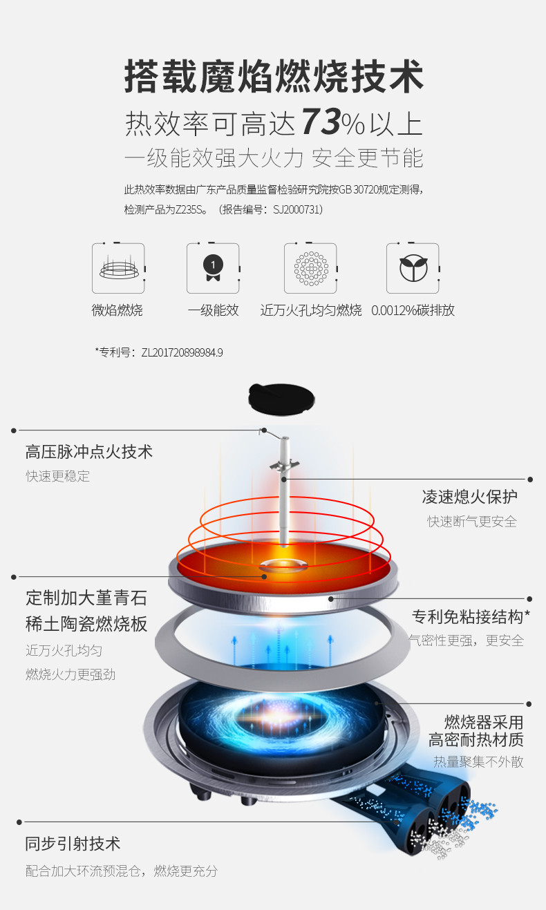 睿尚燃气灶Z235S 铝包边钢化玻璃面板防爆台嵌两用红外线节能家用双灶高效聚能一级能效