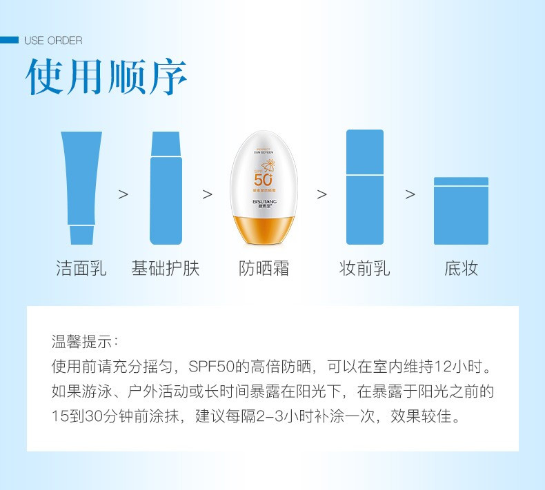 【领券减5元，买1送1】碧素堂 防晒霜SPF50+隔离霜全身面部保湿清爽不油腻晒前防护晒后修护乳套装