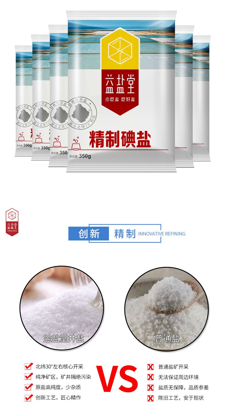 益盐堂精纯碘盐350g/袋*10 食用盐家用调味料