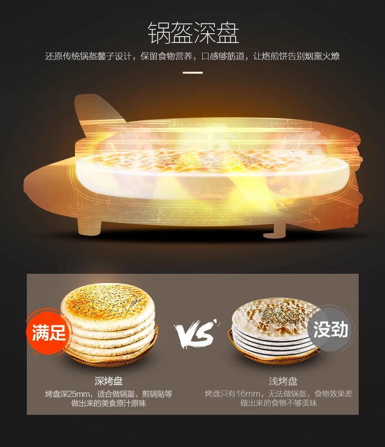 美的/MIDEA 电饼铛JCN30S 家用双面加热加深多功能煎烤机烙饼锅