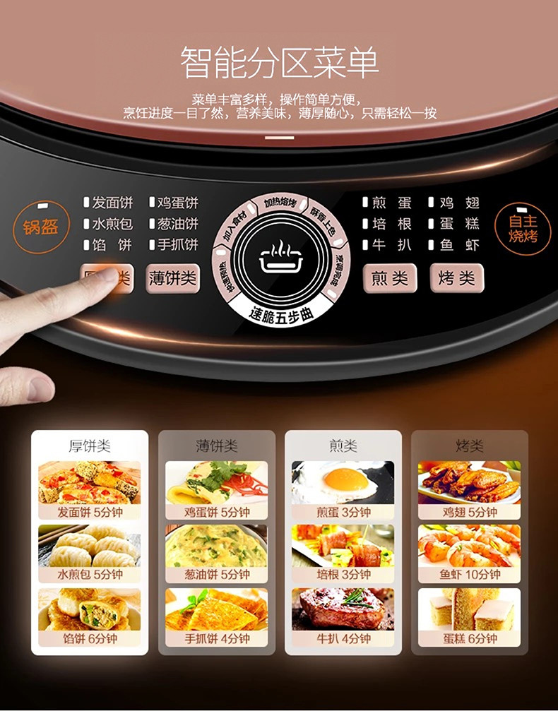 美的/MIDEA 电饼铛JCN30S 家用双面加热加深多功能煎烤机烙饼锅