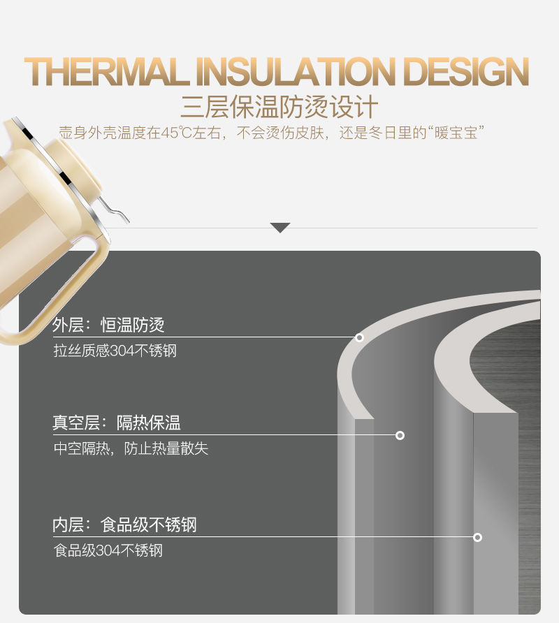 半球保温壶电水壶电热水壶小型茶壶家用开水壶大容量烧水壶不锈钢GG