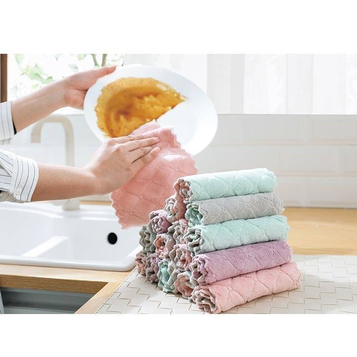 吸水不沾油抹布洗碗布厨房专用加厚不掉毛擦桌擦手百洁布清洁毛巾