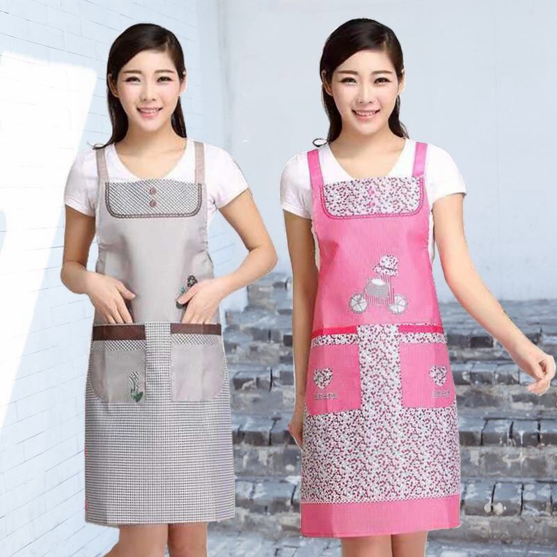 厨房围裙女韩版时尚可爱防污防油做饭围裙男女罩衣围腰工作服家用