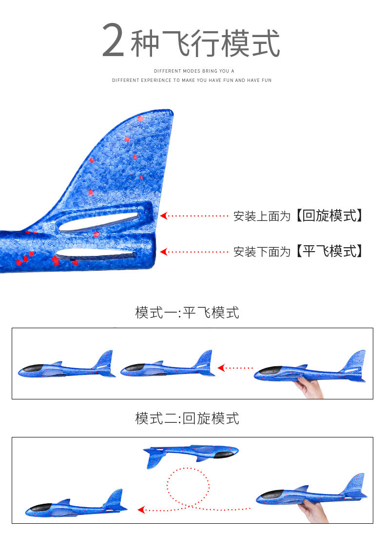 【抖音同款】手抛泡沫飞机航模型回旋滑翔机户外网红拼装特技耐摔儿童抖音玩具L