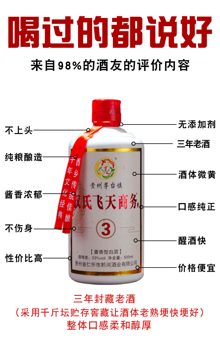 貴州醬香型53度純糧食原漿老酒白酒整箱正品禮盒裝飛天送禮酒