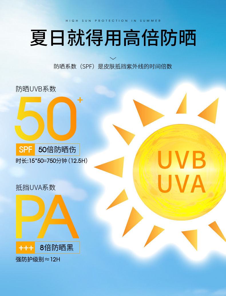 男士防晒霜50倍正品户外学生军训专用防紫外线防水汗脸部自然无色