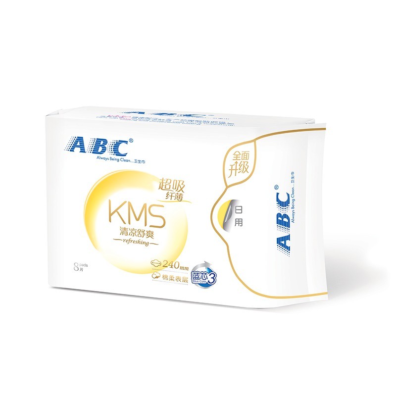 ABC  KMS纤薄棉柔日用组合装卫生巾5包40片(240mm*8片*5包)(KMS健康配方K11