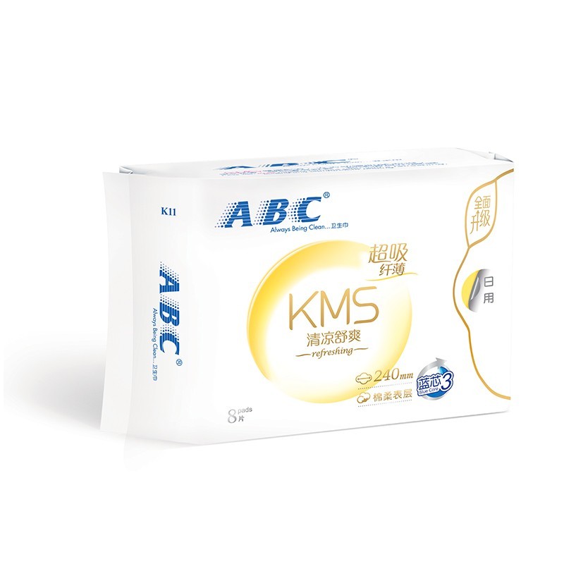 ABC  KMS纤薄棉柔日用组合装卫生巾5包40片(240mm*8片*5包)(KMS健康配方K11