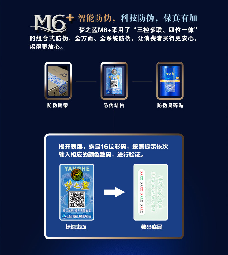 洋河 蓝色经典 梦之蓝M6＋ 40.8度550ml单瓶装 浓香型白酒