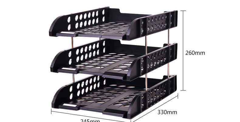 得力/deli 9217三层文件座书架收纳盘文件置物架文件框商务办公资料框文件框
