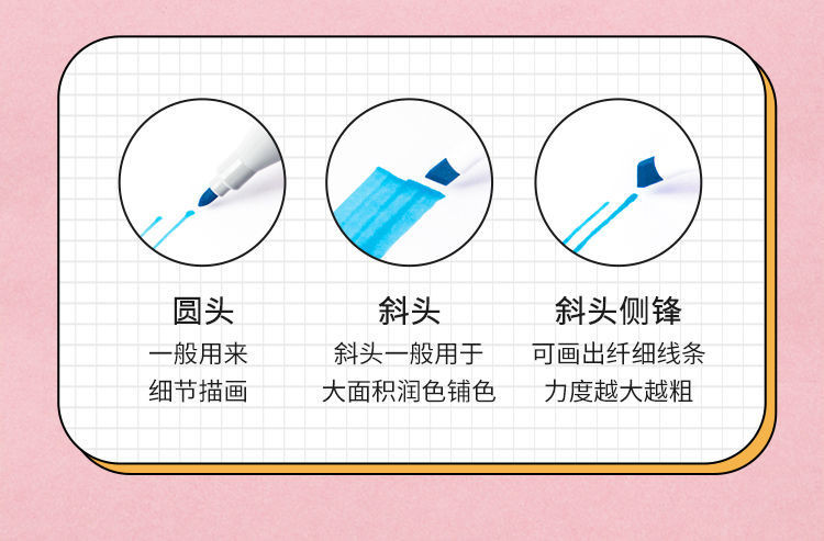 广博/GuangBo 双头油性四角笔杆马克笔12色24色36色48色60色彩色绘画笔