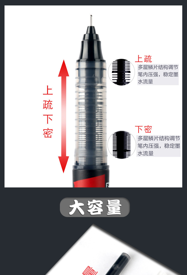 晨光/M&amp;G 航海王限定直液式走珠笔0.5黑色全针管学生考试用速干签字笔M2405