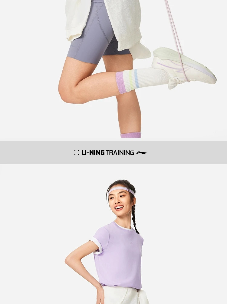 李宁/LI NING 健身系列女子冰感舒适吸湿排汗宽松短袖T恤圆领夏ATSU486